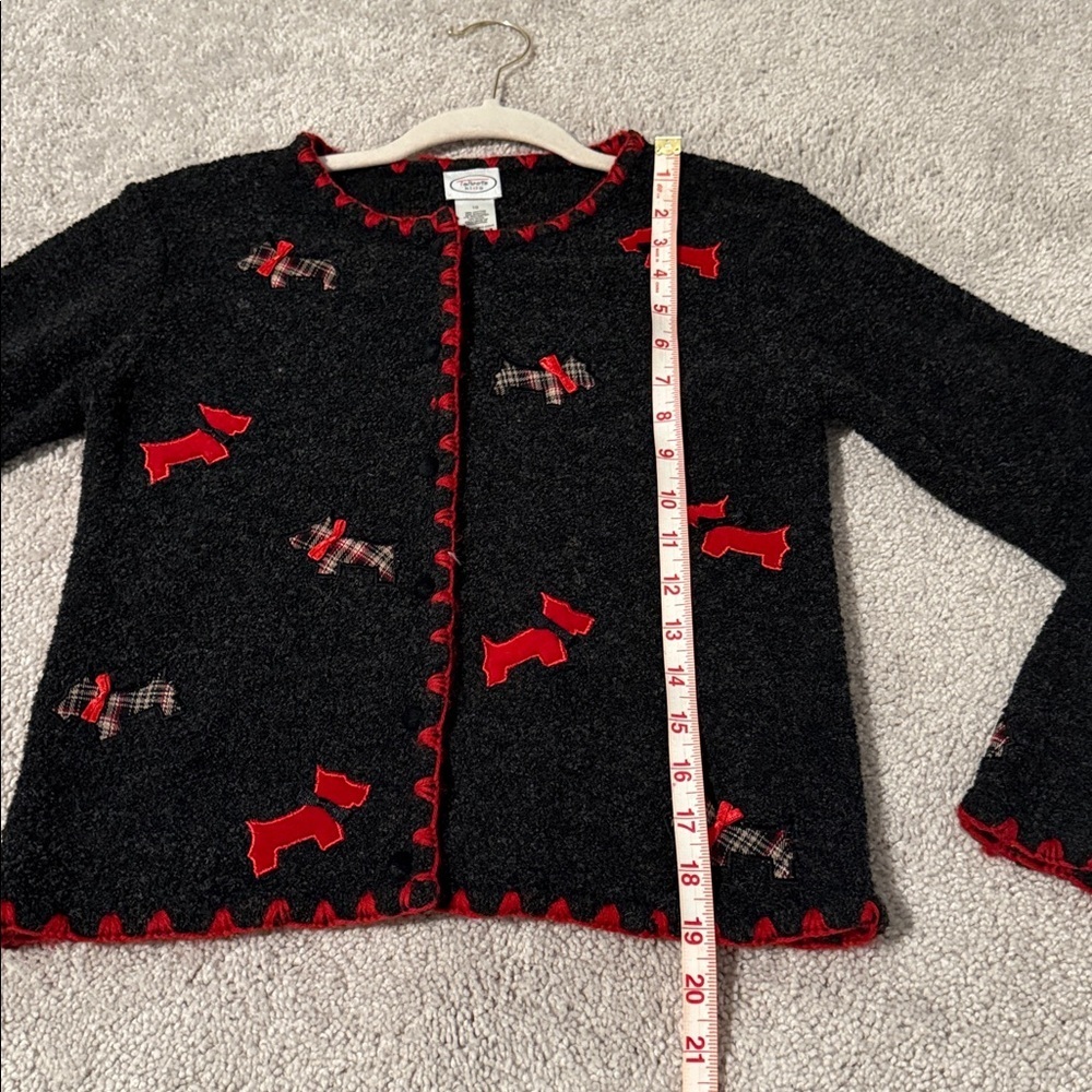 Talbots Kids Black Scottie Dog Button-Up Sweater – Size 10 - Picture 5 of 6